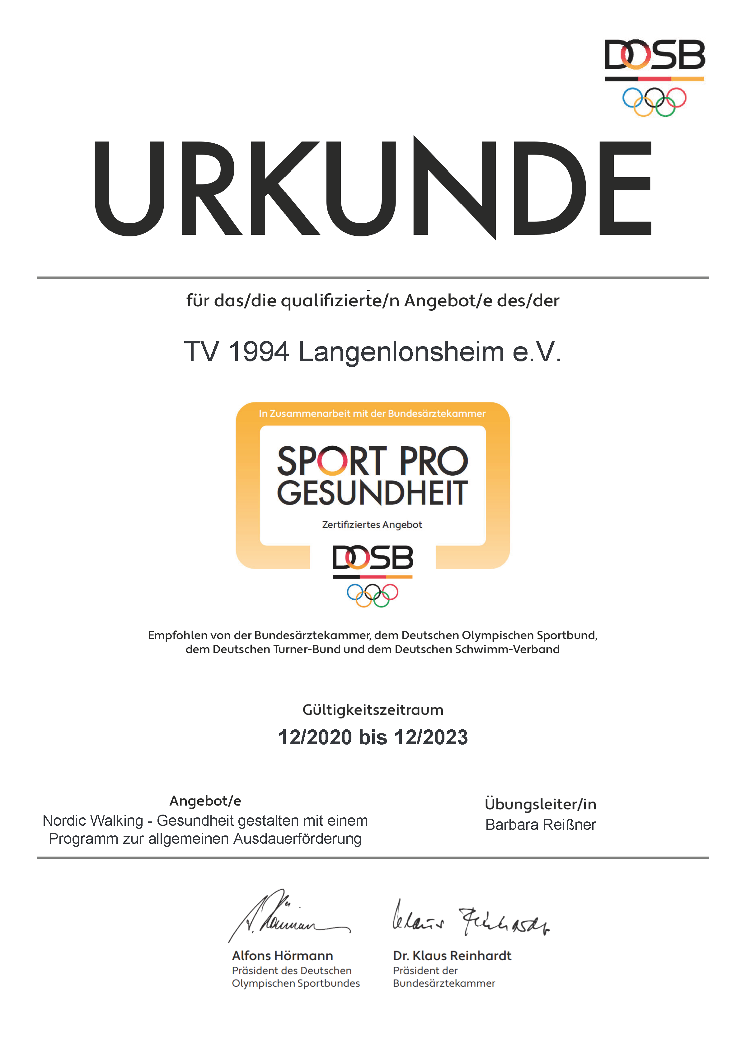 Urkunde Sport Pro